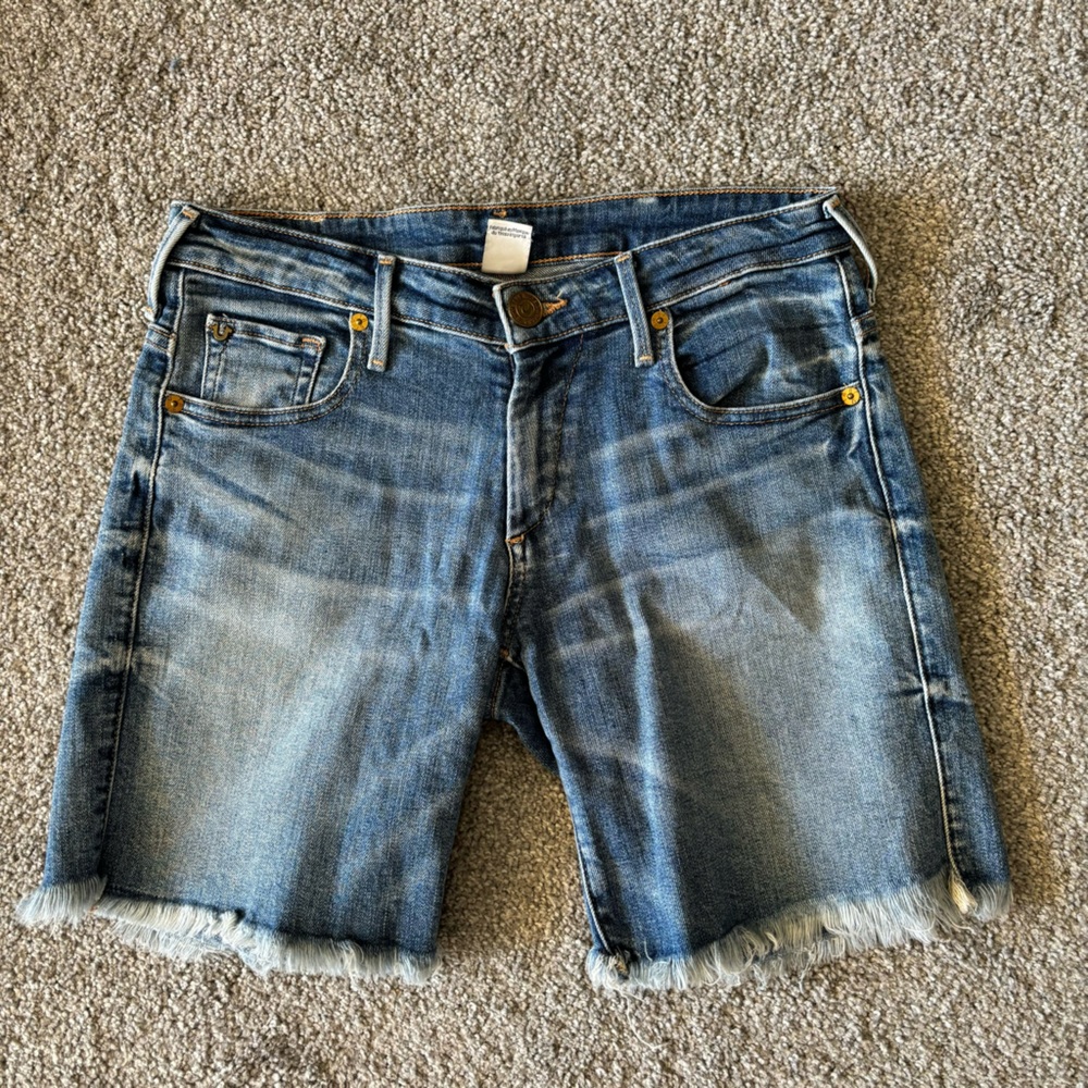 True Religion shorts womens 25 blue medium wash denim summer‎ casual mid rise
